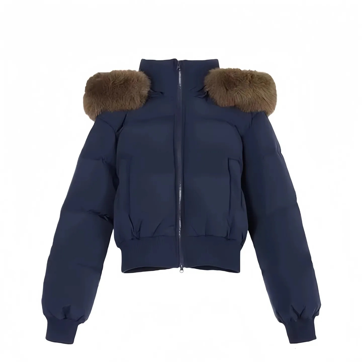 Big fur collar warm short down cotton jacket for women in winter slim fit waist cinching slimming temperament ja 251106