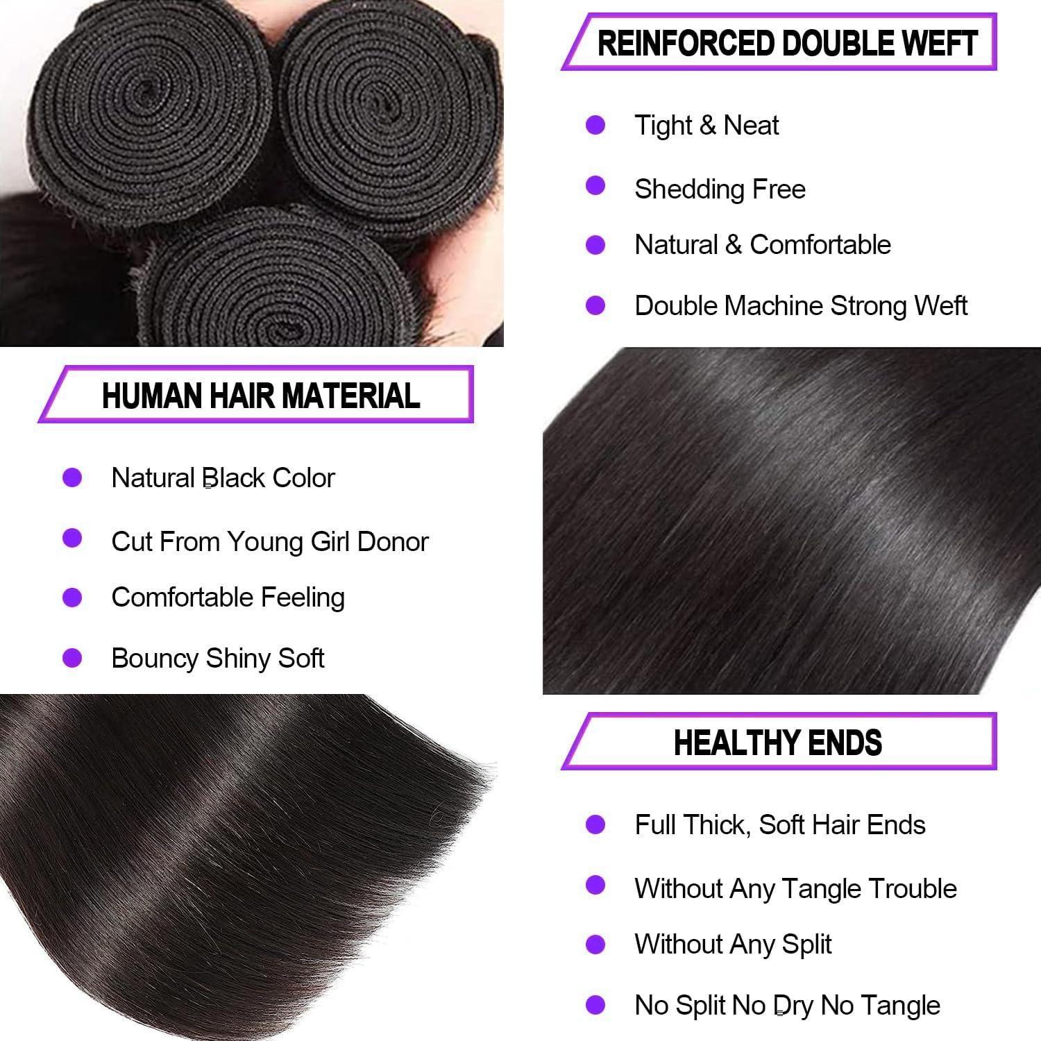 10-26inch Straight Hair Bundles Remy Human Hair 100% Unprocessed 10A Brazilian Virgin Human Hair Extension