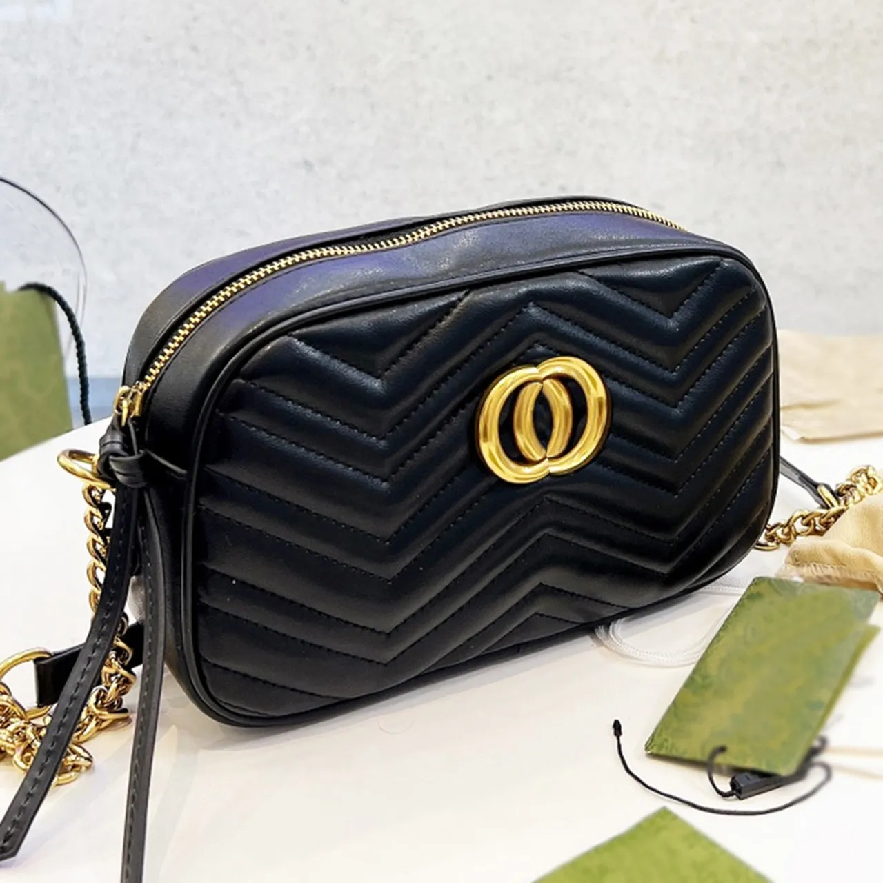 Designer Luxury Handbags & Wallets for Women High-Quality Trendy Fashion Solid-Color Leather Camera Bag Distressed Single-Shoulder Crossbody Bag Small Square Bag