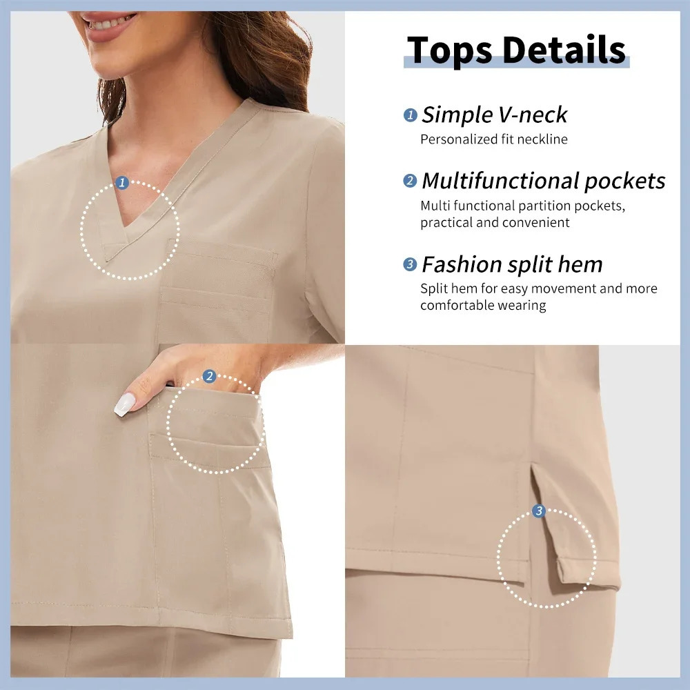 Anti Wrinkle Washable Soft Hospital Uniform Pet Vet Nurse Scrub Set Women Scrubs Sets Women Accessories 250403