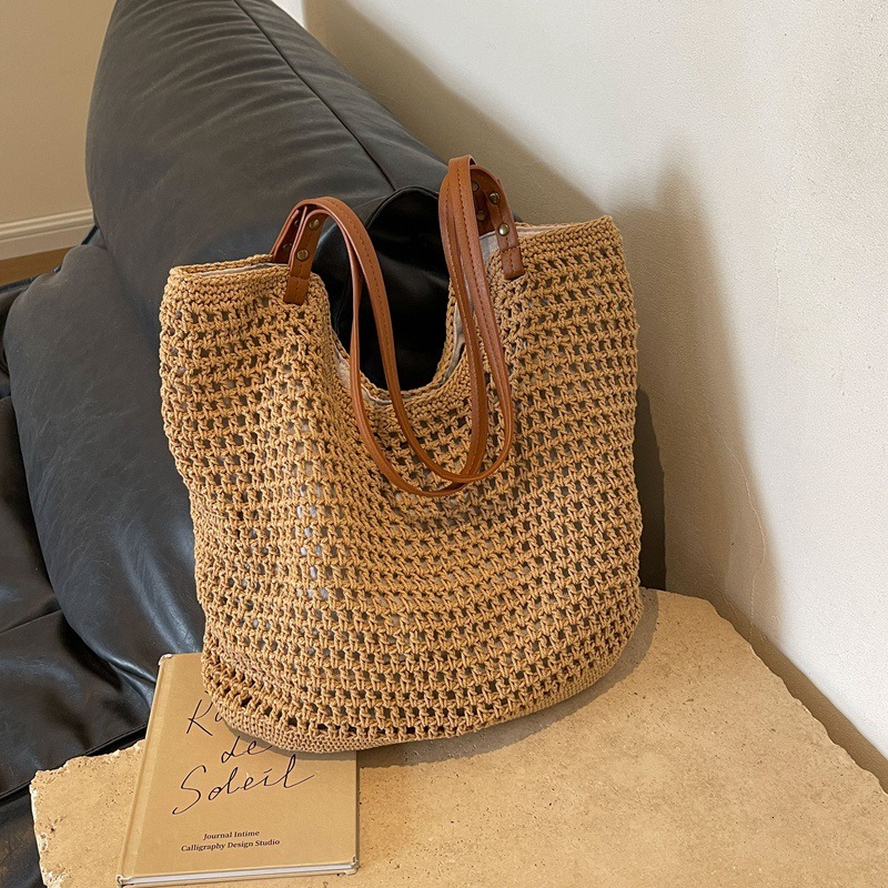 designer bag Large capacity lazy style handbag for women in spring single shoulder seaside vacation beach bag woven commuting tote bag coachtotebag