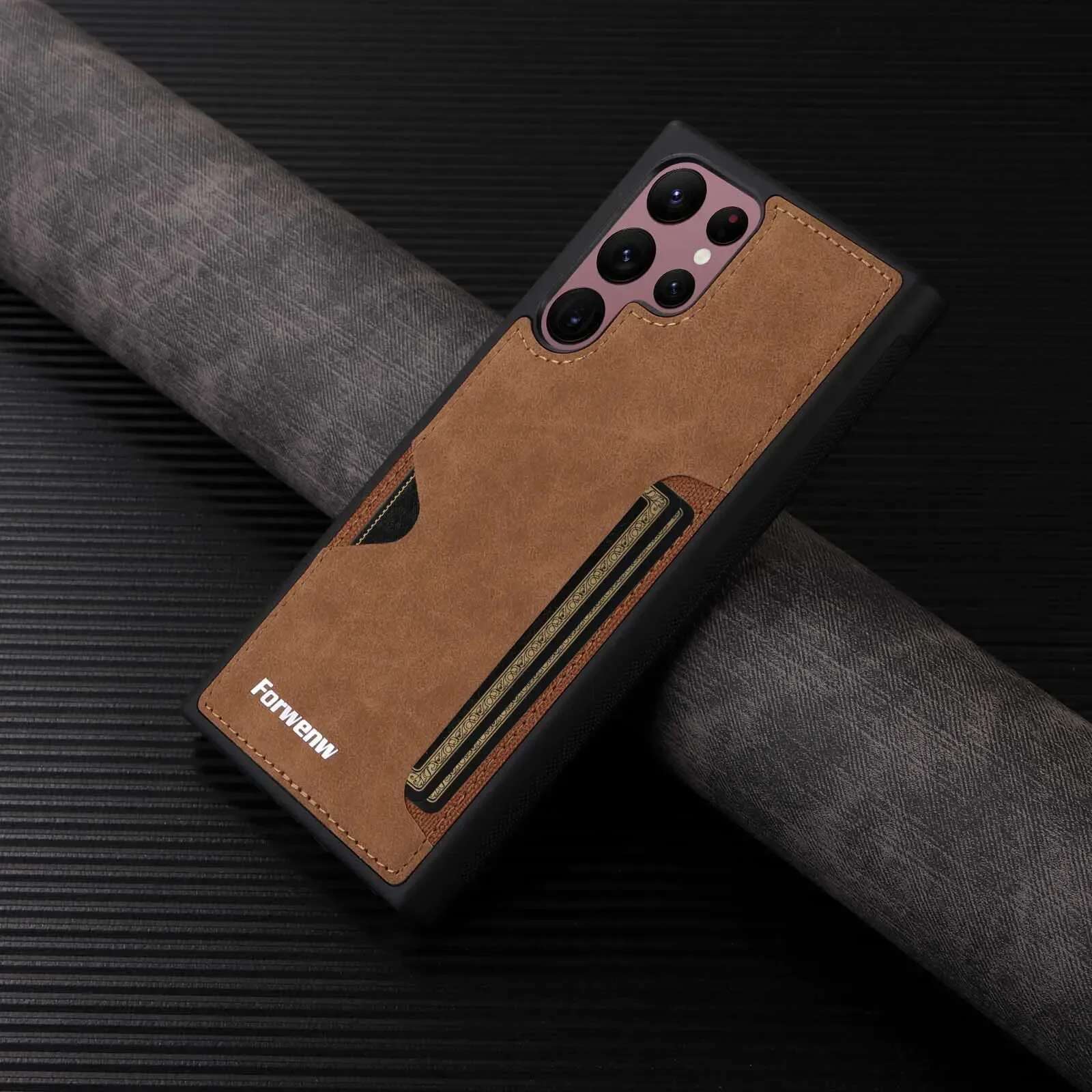 Retro Card Solt Case for Samsung Galaxy S24 S25 Ultra S23 FE S22 Plus A15 A25 A35 A14 A24 A34 A54 A13 A23 A33 A53 Leather Cover
