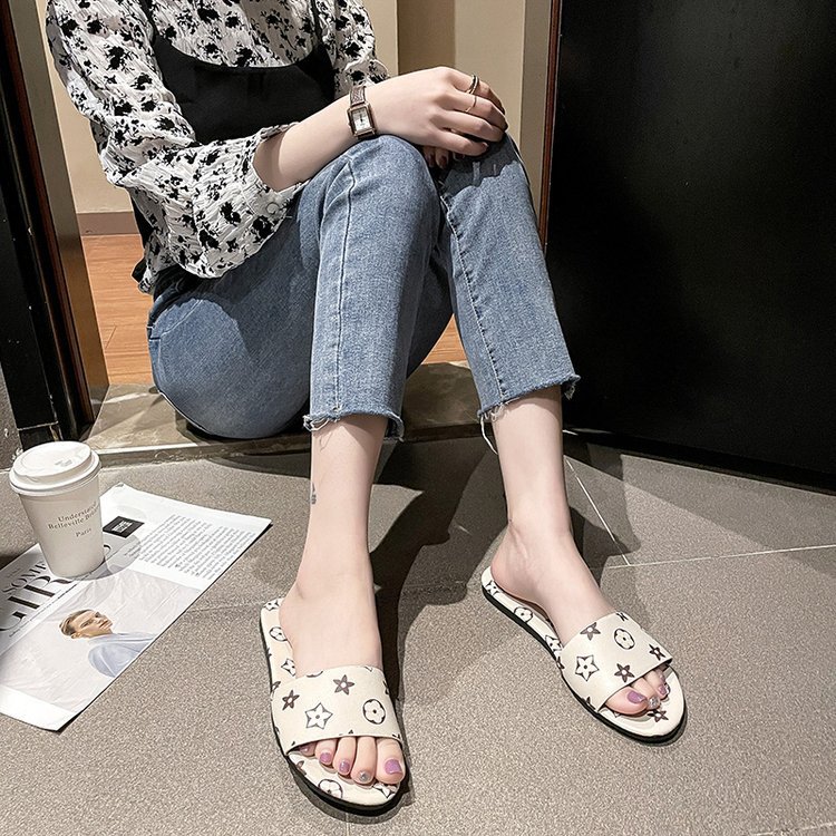 Women's summer new fashion star set toe flat net red slippers outdoor casual sandals beach shoes