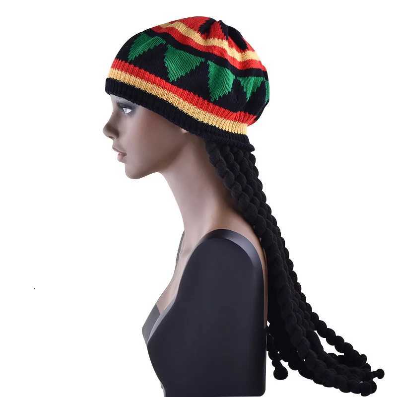 Unisex Knit Braid Hat Jamaican Bob Rasta Beanie C Hip Hop C Men Dreadlocks Wig Bob Marley Caribbean Fancy Dr Up Heaear W251106