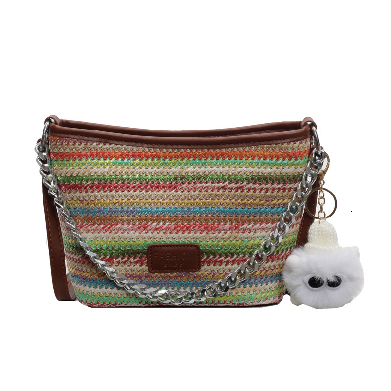 2025S Designer Women S Bag Bucket For Women Chiond Rainbow Color Summer Style Shoulder Bag Versatile New Woven Crossbody Bag