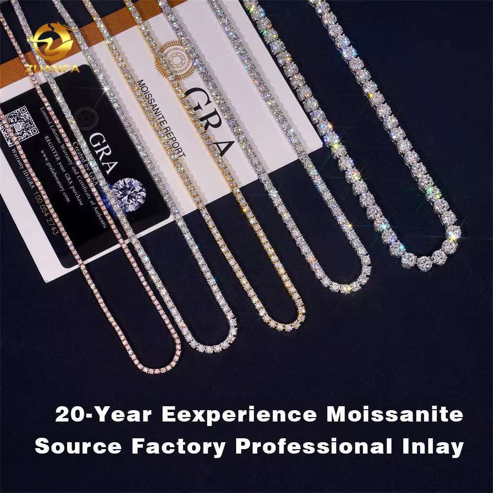 men's and women's hip-hop chilled boutique jewelry 2mm 3mm 4mm 5mm laboratory S sier Vvs silica tennis chain necklace