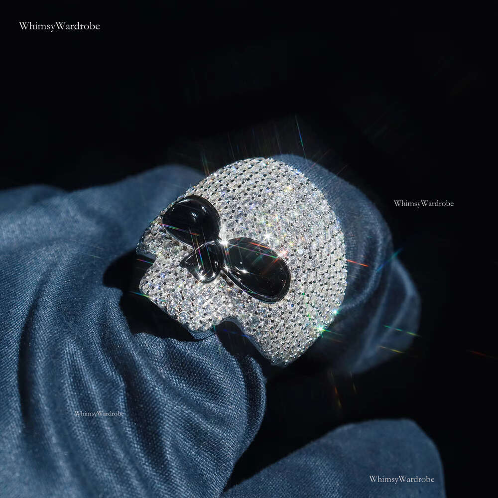 Personalized Iced Out Skelton Sier and VVS1 Moissanite Ready to Ship Customized HipHop Rings Print Inner Mark