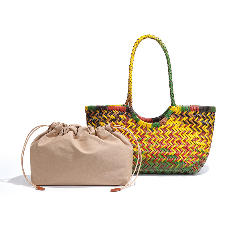 Free shipping designer bags new Spring and summer women's handbag cowhide underarm tote genuine leather niche woven bag large-capacity vegetable 