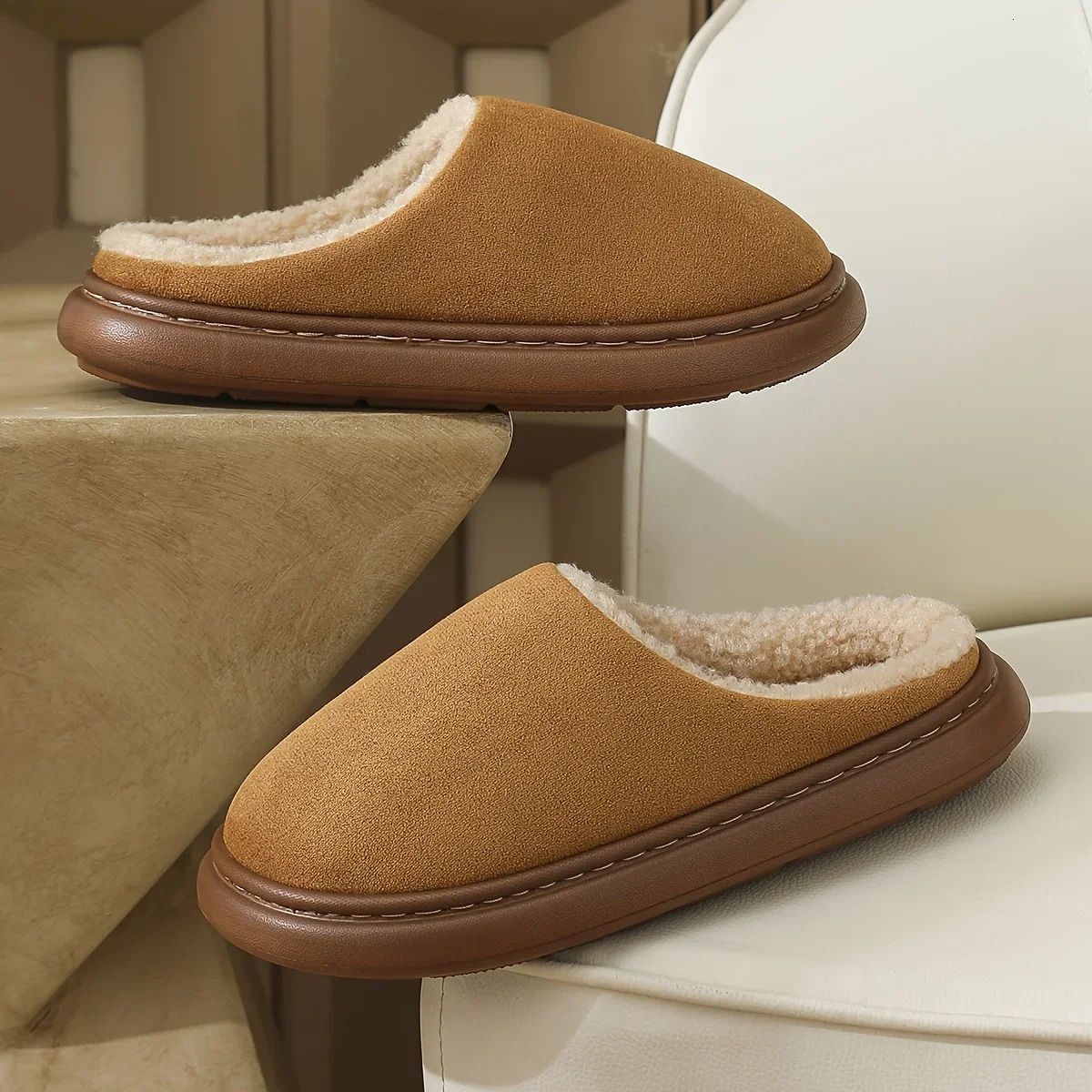 Unisex Indoor Outdoor Winter Slippers TPR AntiSlip Sole SlipOn Soft Warm Black Comfort Home Casual Shoes Easy Clean Design 251105