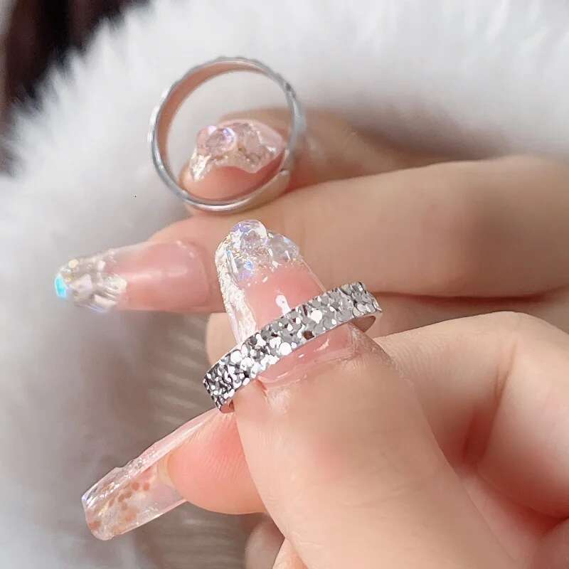 New S Sterg Sier Adjustable Rings Party Fine Jewelry Vintage Charm Geometric Nail Design Accessories Gift Dropship