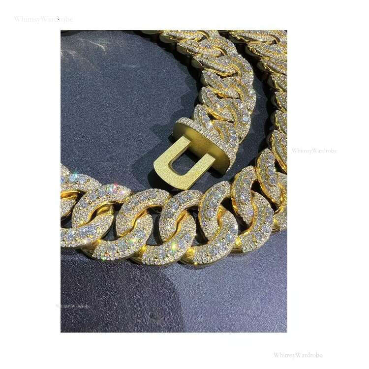 VVS Moissanite Sterg Sier 30MM 24 Inch Cuban Chain Rose Gold