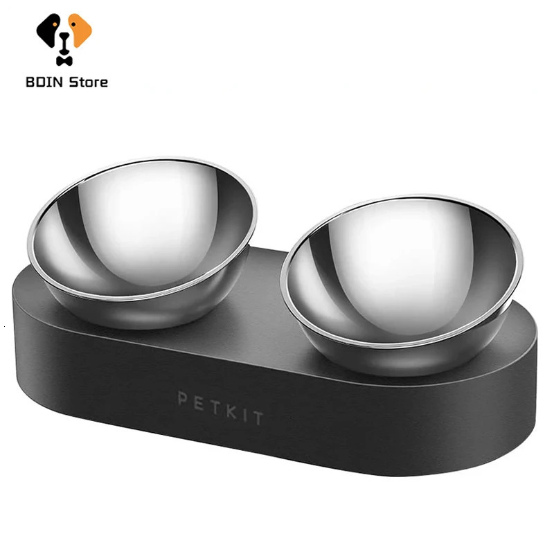 stainless steel anti slip pet bowl dual feeder 15 degree adjustable water cup cat and dog bowl beverage bowl accessories 250403