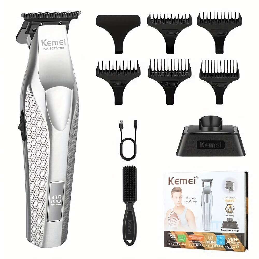 Kemei Km-3023-702 Metal Shaping Clipper, Cordless Hair Clipper Professional USB Base Charging, Exclusive Barbers., Clippers For Barbers, Kit Full Prof