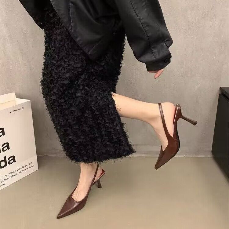 New 2025 Women fashion high-end sexy high heels leopard print retro elegant slim heel pointed sandals classic trend party banquets daily