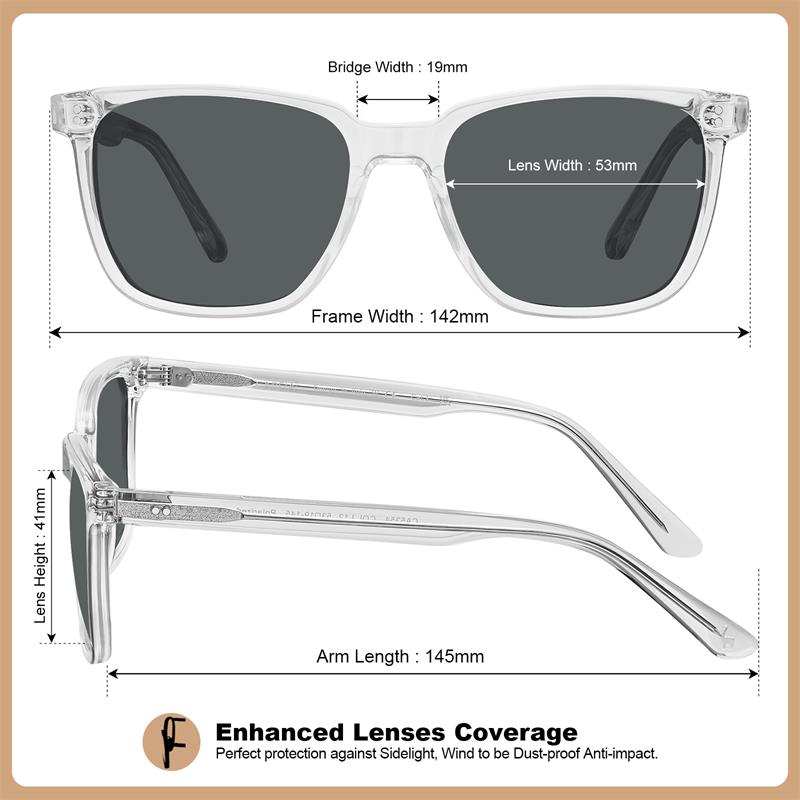 CARFIA Men's Acetate Polarized Square Sunglasses Modern Retro Style with Unique Color Combos with box
