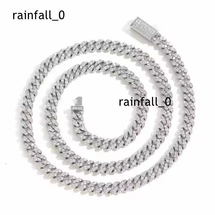 12MM Cuban Link Chain 925 Silver Moissanite Diamond Iced Out Hip Hop Fashion Necklace High Quality Silver Jewelry for Men