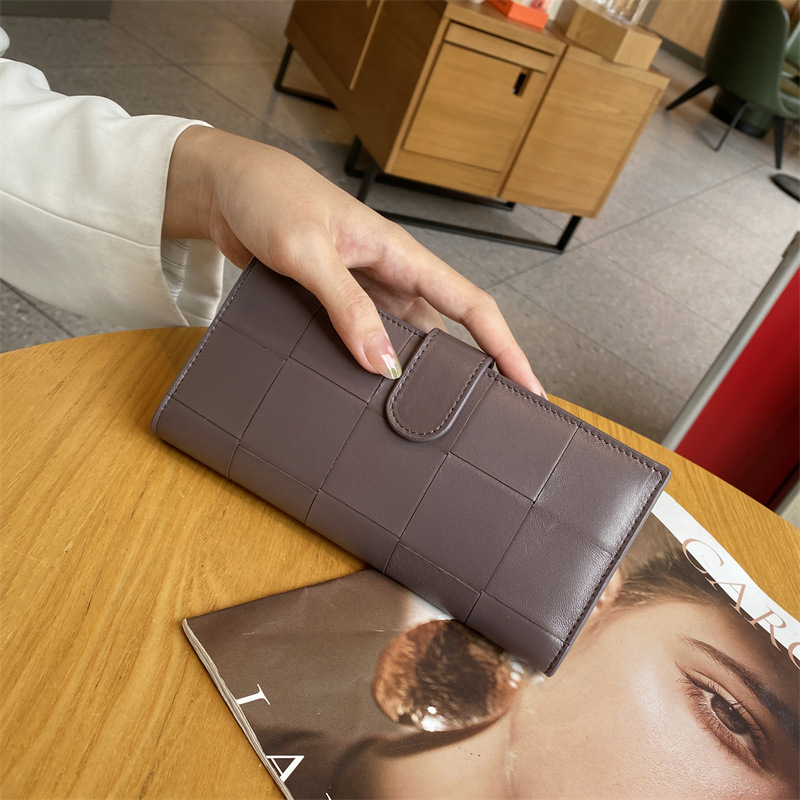 new style women's wallet fashionable lambskin wallet long genuine leather wallet multi-card slot coin purse for women