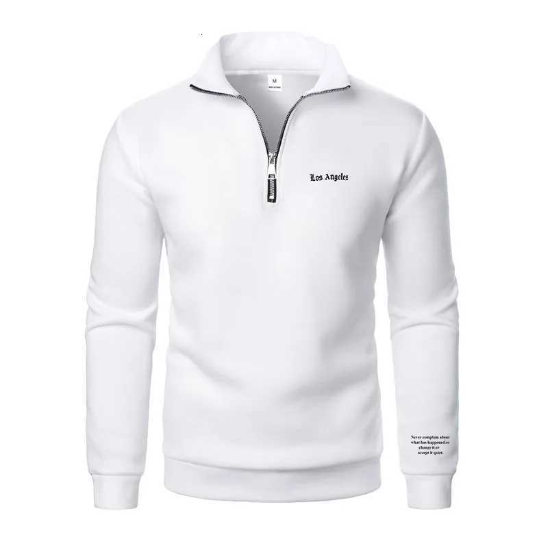 Spring and Autumn new casual half zipper stand up collar hoodie trend simple and loose oversized fleece mens hoodie W251106