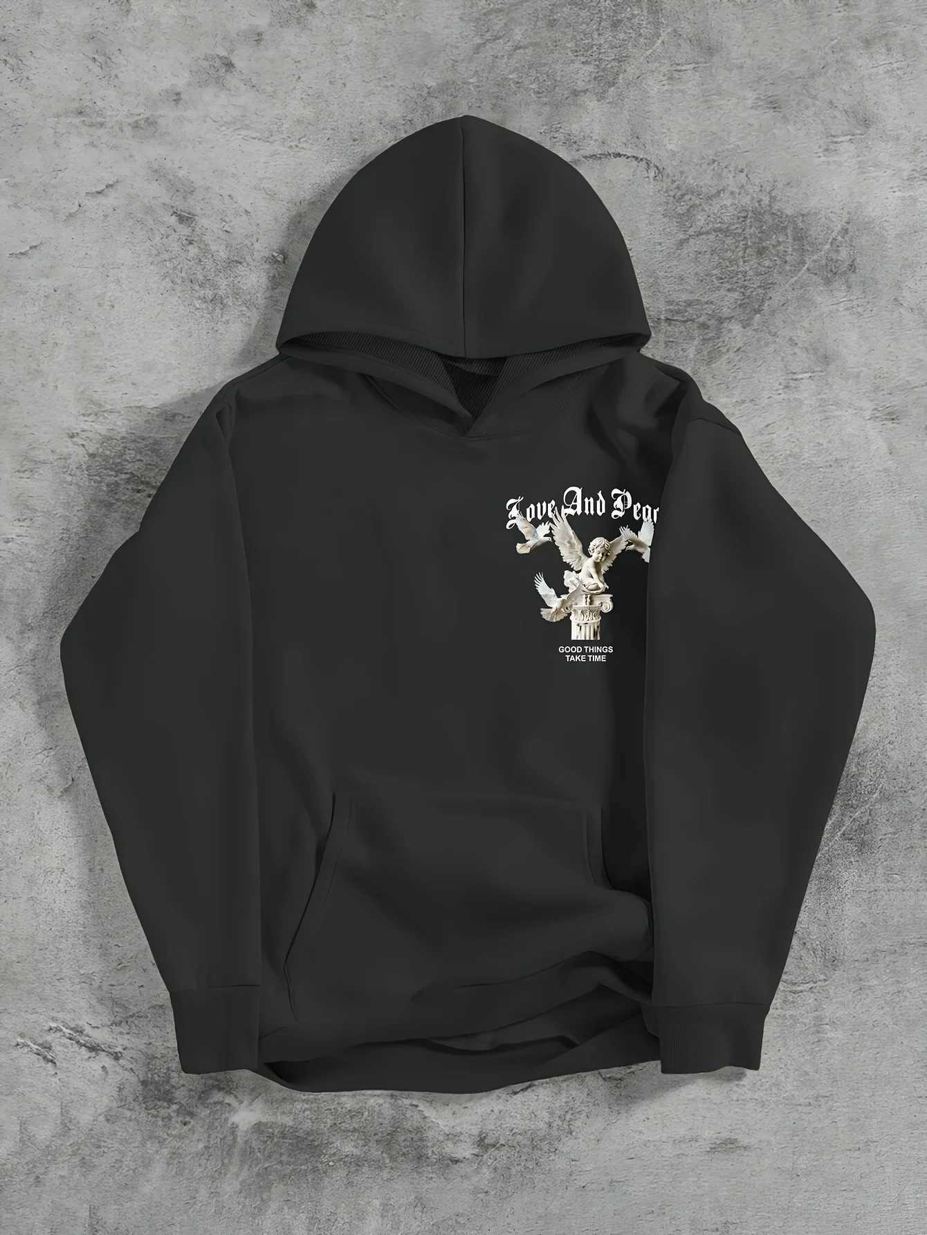 2025 New Trendy Long Sleeve Mens Angel Printed Casual Street Hoodie Autumn/Winter Clothing W251106