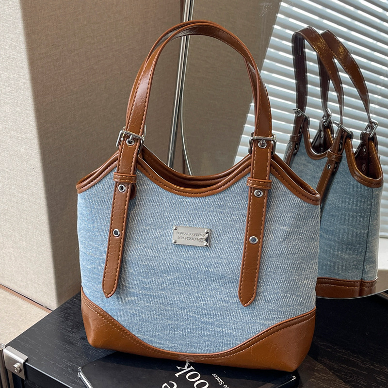2025S Designer Women S Bag Niche Cowboy Spliced Underarm New Korean Edition Ins Handheld Shoulder Simple Color Splicing Crossbody Women S Bag