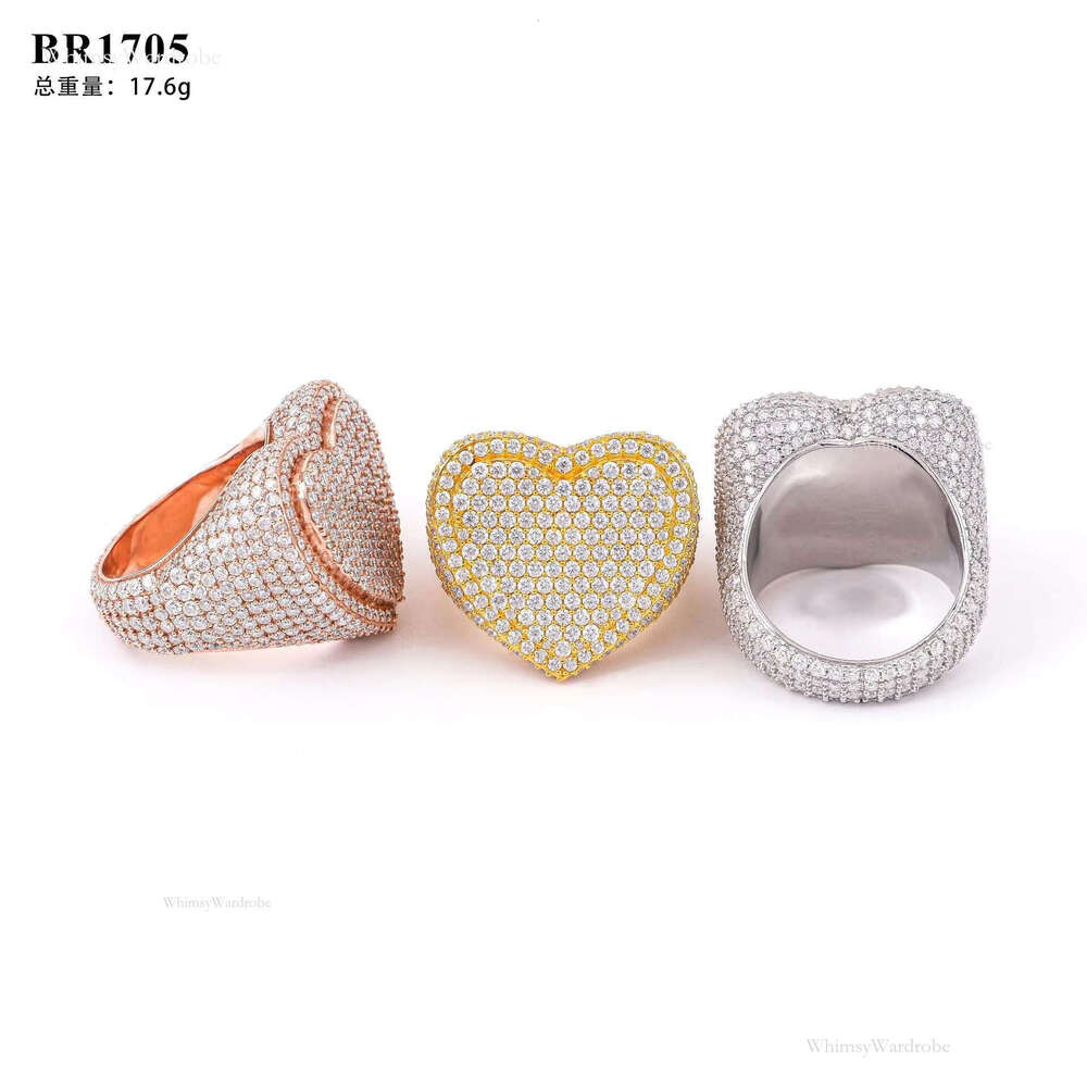 Men's/Women's S Sier Inlaid Moissanite Heart-Shaped Ring Trendy Fashion Accessory