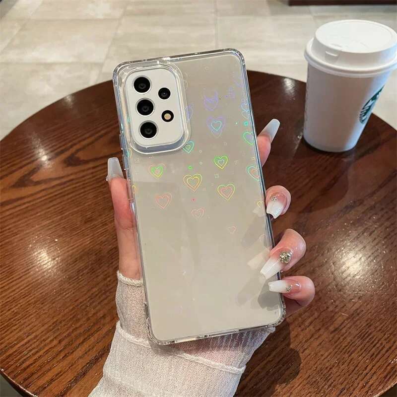 Glitter Love Heart Case For Samsung Galaxy A55 A15 A35 A54 A53 A52 A34 A14 A16 A06 S25 S24 S23 FE S22 Plus Ultra Cover