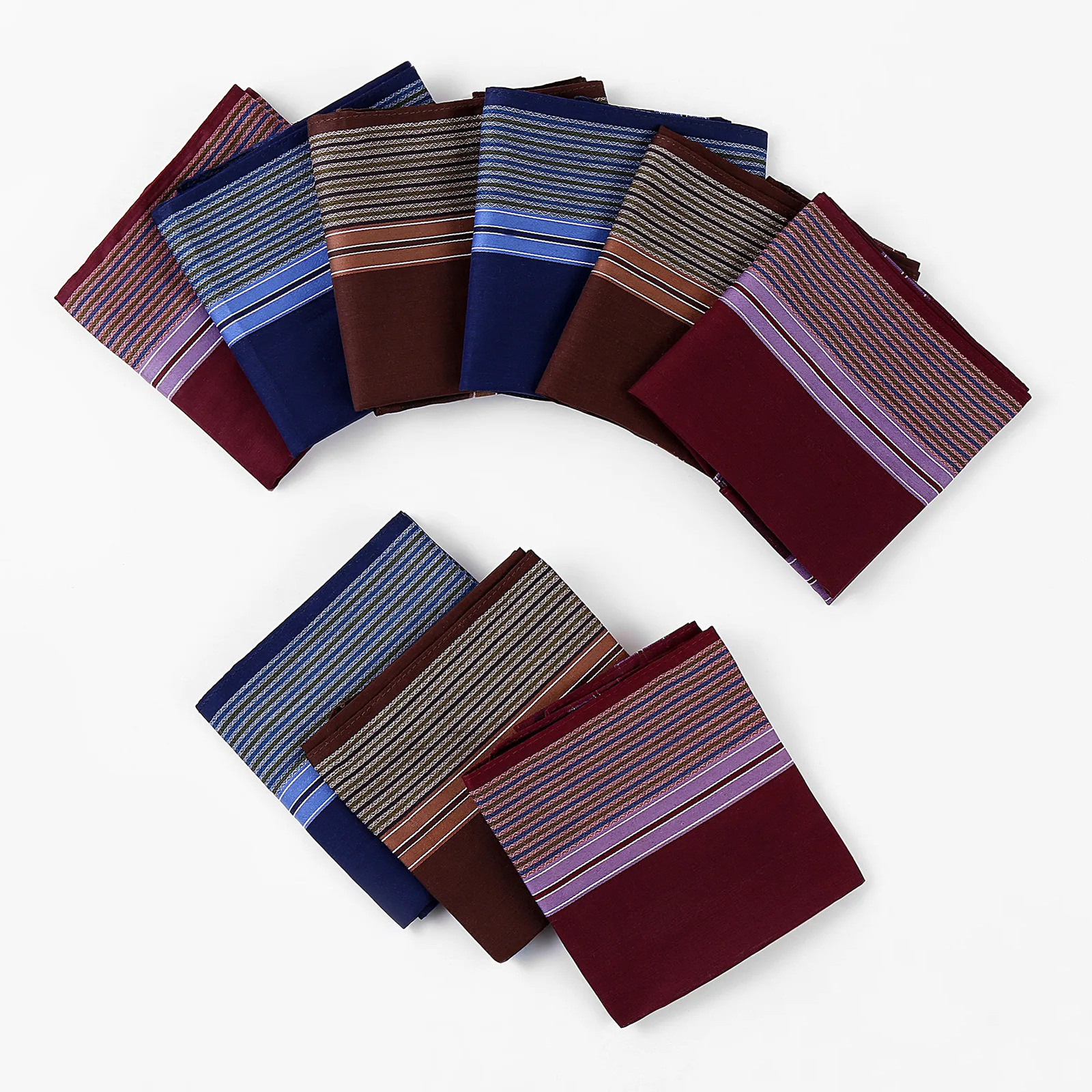 6/12PCs Mens Handkerchief Cotton Square Woven Mixed Tri-Color Classic Vintage Business Checked Dark Multicolor Gentleman Pocket 250403