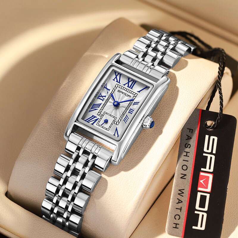 DHwatches Sanda Women's Quartz Watch Square Roman Numerals Leather Strap Youth Fashion Trendy Casual Simple Wristwatch