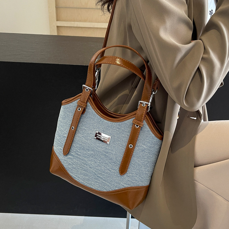2025S Designer Women S Bag Niche Cowboy Spliced Underarm New Korean Edition Ins Handheld Shoulder Simple Color Splicing Crossbody Women S Bag