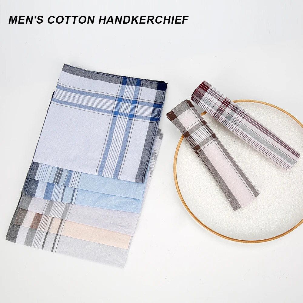 10/12Pcs Mens Handkerchiefs Soft Cotton Handkerchiefs Striped Square Handkerchiefs for Grooms Weddings Prom Celebration Party 250403