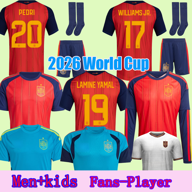 25 26 Spain soccer jerseys PEDRI 2026 World Cup Espana MORATA CARVAL fans Player football shirt men woman kids kits OLMO FERRAN RODRIGO LaMiNe YAMAL 16-4XL