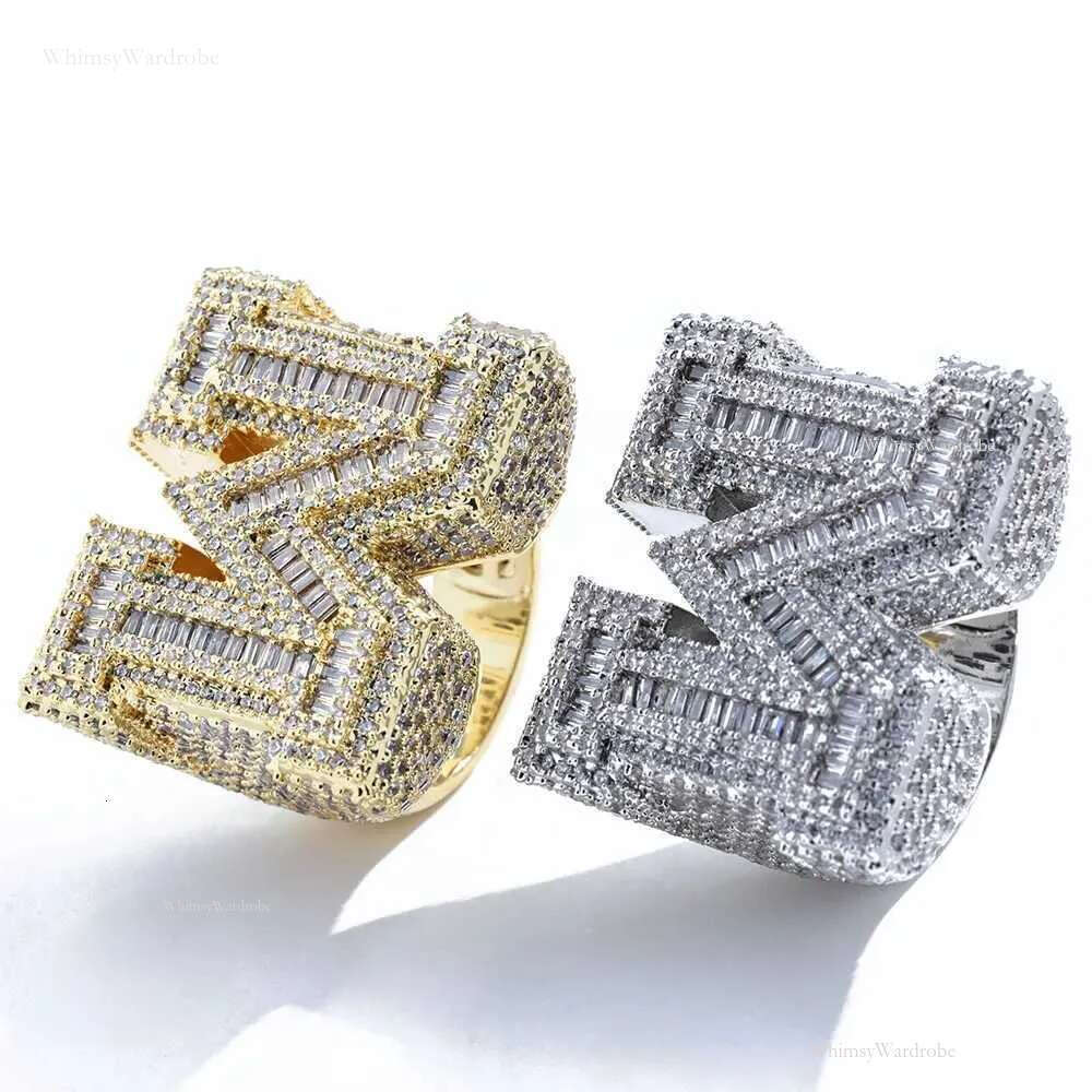 Top Quality VVS Letter M Ring Full Dia Pave Hip Hop Sterg Sier Vvs Moissanite Rings for Him/Her