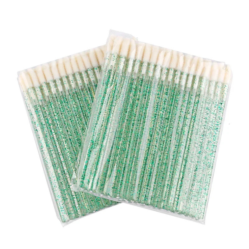 Crystal lip brushes in 7 colors 50 piecespack Disposable lipstick transparent brush Portable cotton swab application makeup cleaning tool 250325