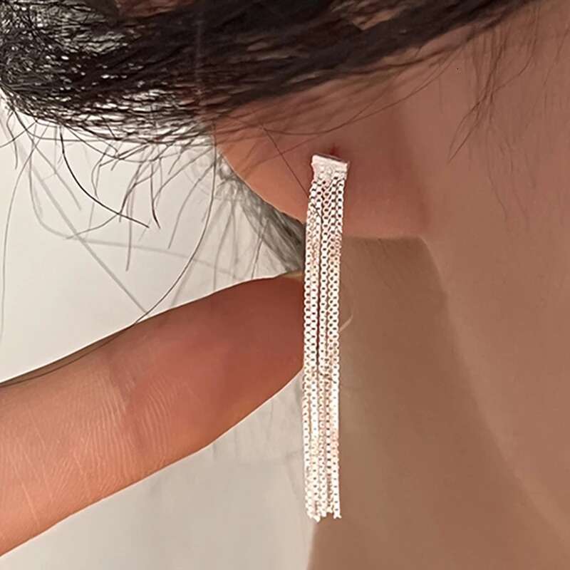 Simple Version S Dense Snake Bone Tassel Drop Earrings Women Golden Sier Color Party Fine Jewelry Girl Gift Wholesal