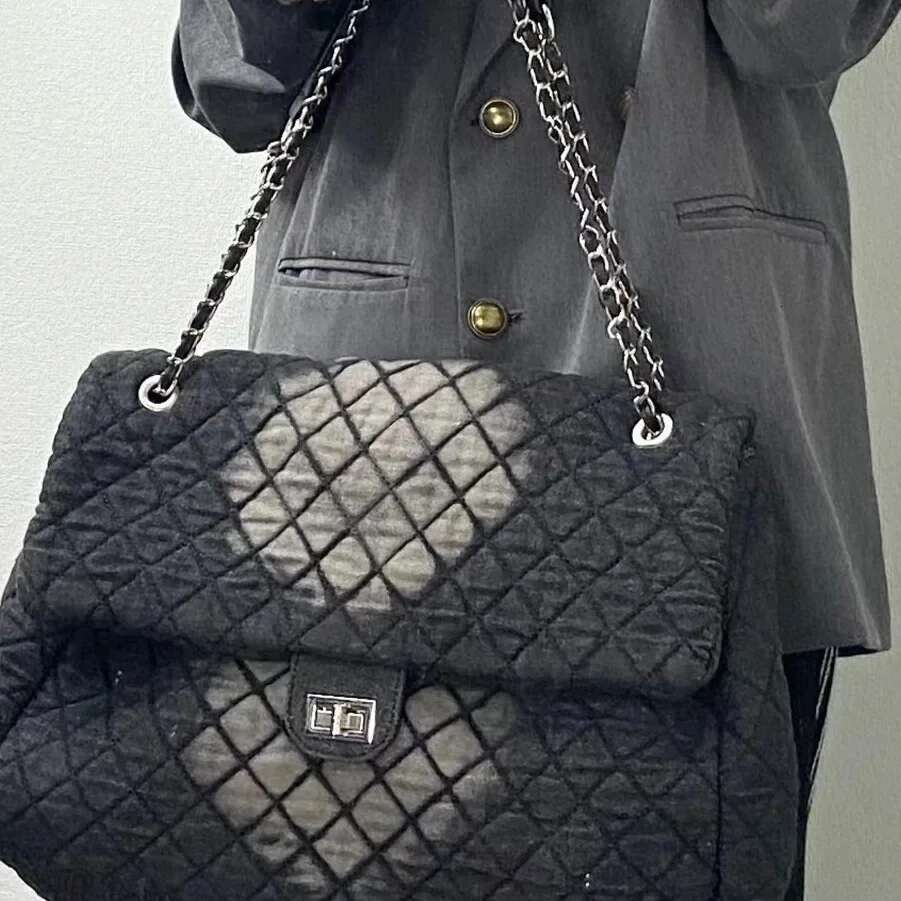 New Denim Wanderlust Women's Large Capacity Travel Crossbody Single Shoulder Bag Watermark Chaining Purse Motorcycle Eq