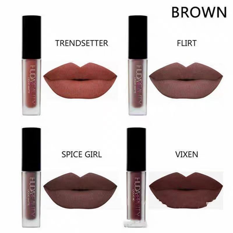 Lip Gloss HUDA BEAUTY 4 PCS/Set Four Colors Matte Waterproof Non-stick Non-fading Lipsticks Makeup Women Cosmetic Lip Care Wholesale