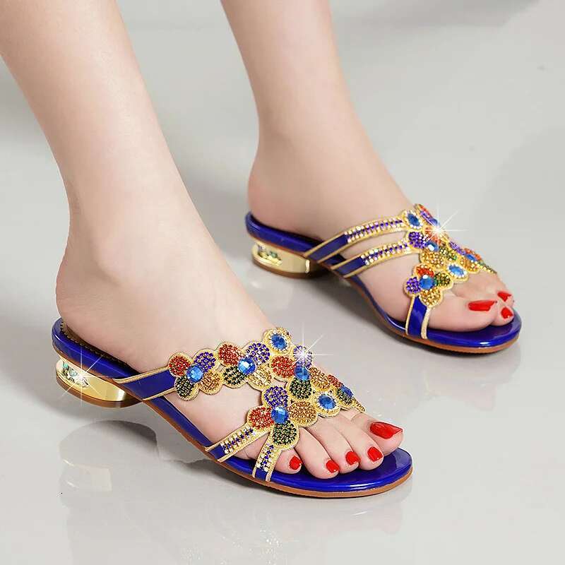 2025 Summer New Comfortable Open toed Beach Slippers, Women's Designer Fashion High Heel Sandals, Anti slip Party Shoes