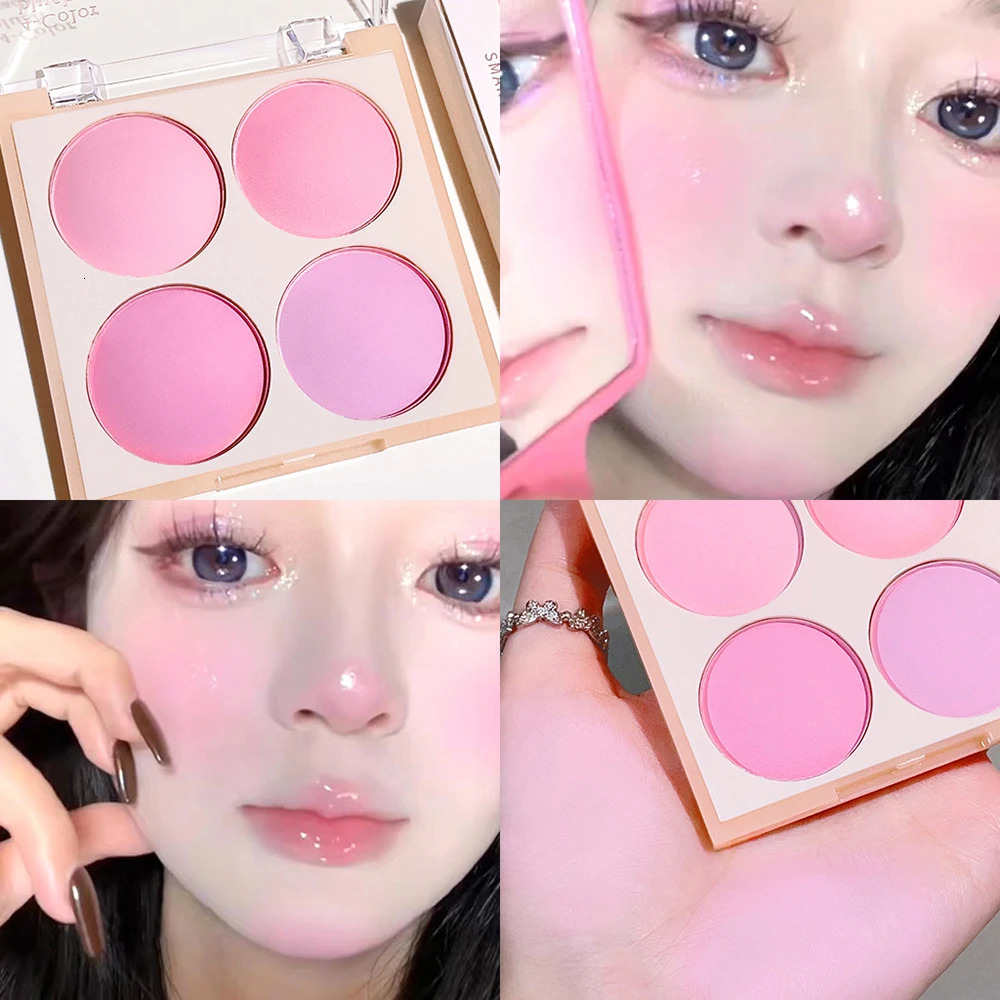 4color powder blusher bright warm natural nude makeup effect lasting 250325
