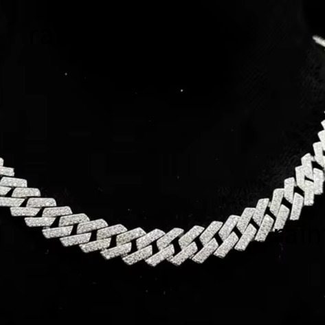 12mm Real VVS1 Moissanite Diamond Cuban Link Chain Hip Hop Chain VVS Diamond Chain BustDown Cuban Necklace
