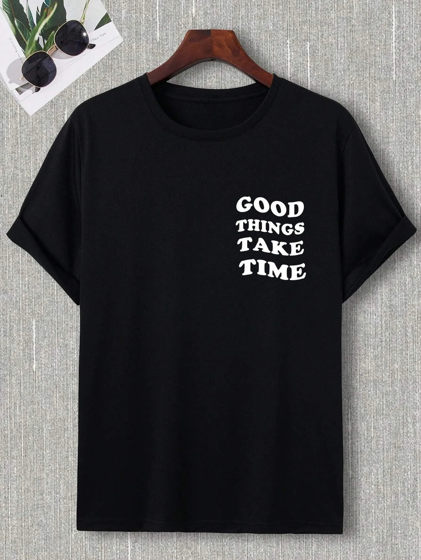 Good things take time mens and womens unisex cotton T-shirts s rap plus size tops short sleeved streetwear classic back T-shirts 4XL 250402