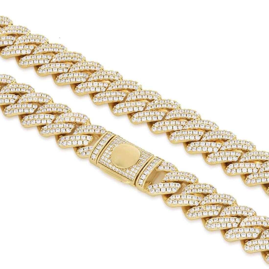 Custom Cuban Link Chain Mens 925 Sterling Silver Hip Hop Necklace with Moissanite Diamond for Party Engagement Gift