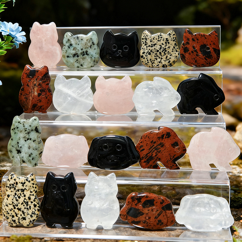 Dog-shaped peace stone, natural crystal handheld stone, basalt crystal, Regi therapy, stress-reducing thumb stone, tactile stone