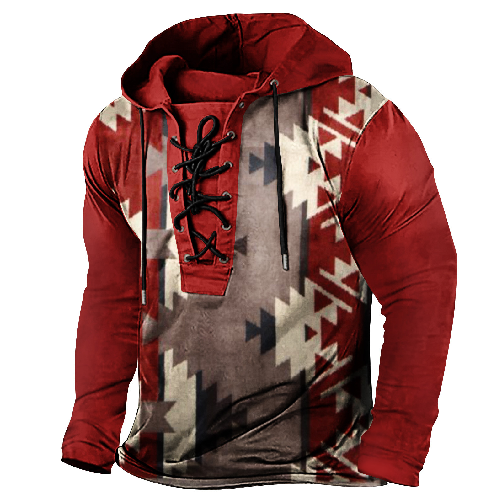 2024 New Spring Mens Wear with Tether Printed Hoodie Long Sleeve Oversized Hoodie T-shirt