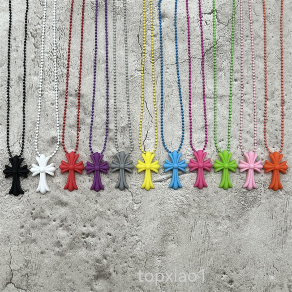 Trend Necklace Versatile Colored Silicone Cross Necklace Street Vintage Men's and Women's Same Rubber Pendant Necklace Hip Hop