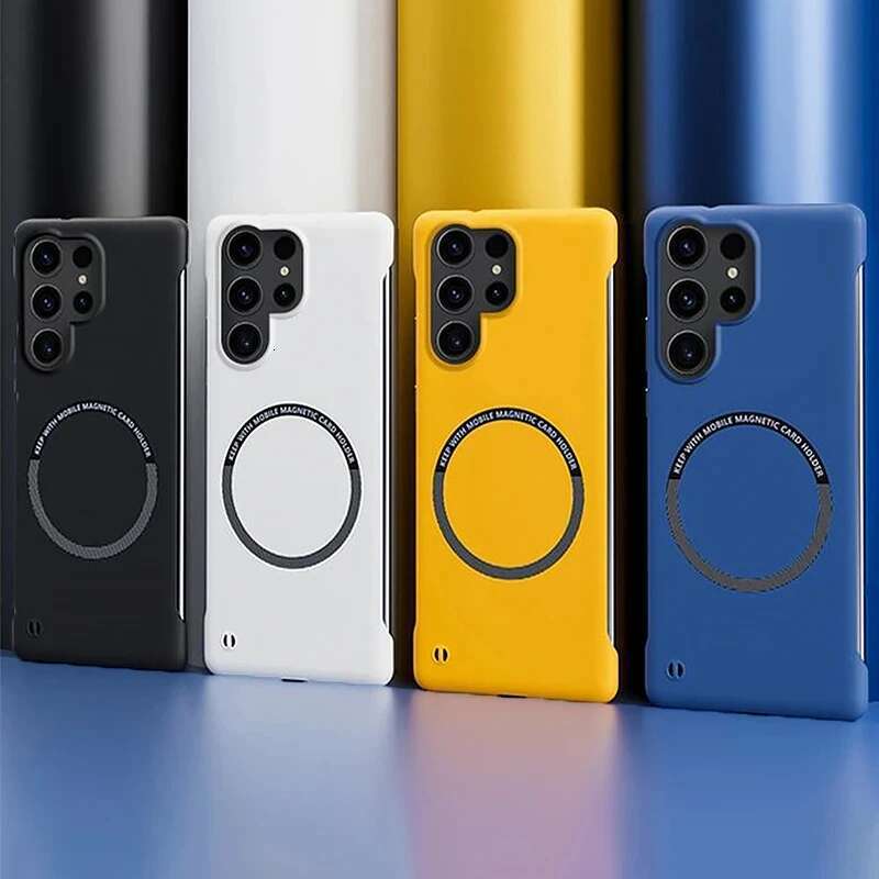 Hard PC Frameless Magnetic Phone Case For Samsung Galaxy S23 S22 S21 S20 FE Plus NOTE 20 S24 Ultra Magsafe Matte Thin Cover