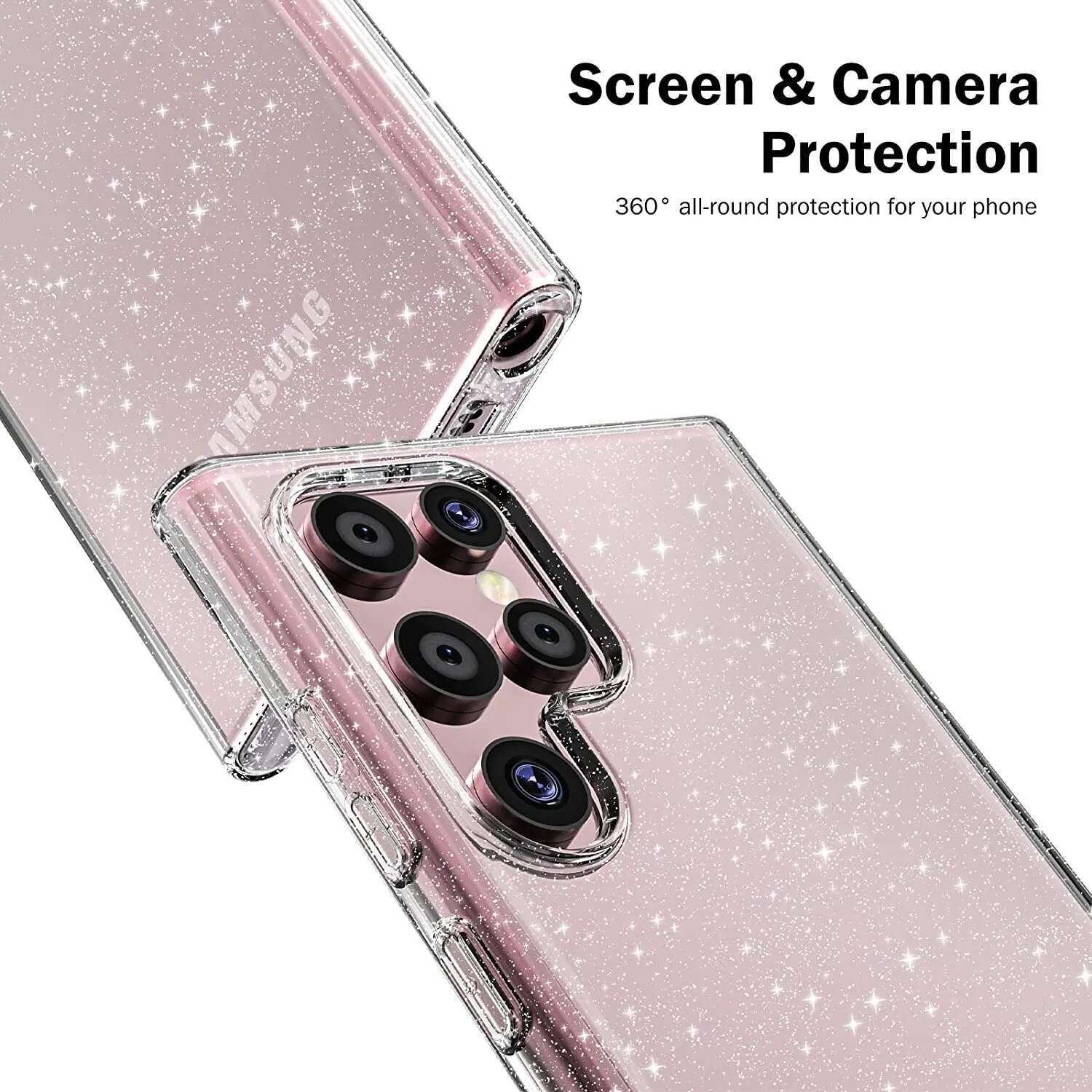 Glitter Clear Phone Case For Samsung Galaxy S23 S22 Ultra S24 S21 Plus S20 FE A53 A52 A13 A51 Note 20 Transparent Silicone Cover