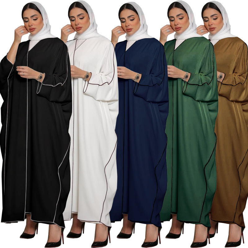 Summer White Splicing Large Size Women's Abaya Robe Abaya Maxi Dresses Islamic Clothing