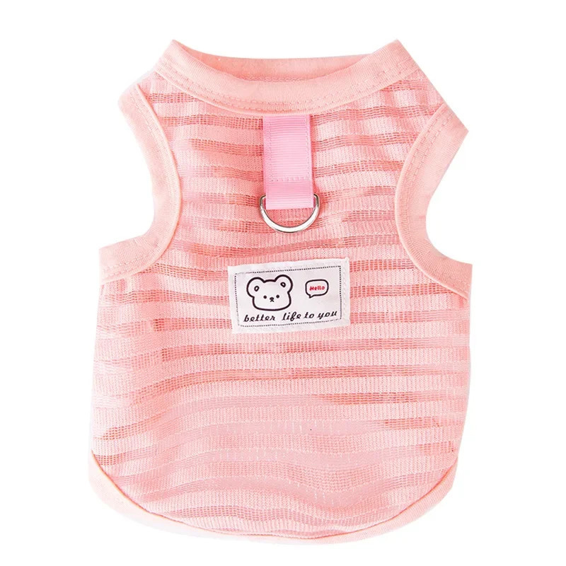 Spring and Summer Pet Feet Breathable Lightweight Hollow Striped Pulling Dog Vest Cat Teddy Dog Clothes Cooling Vest for Dogs 250402