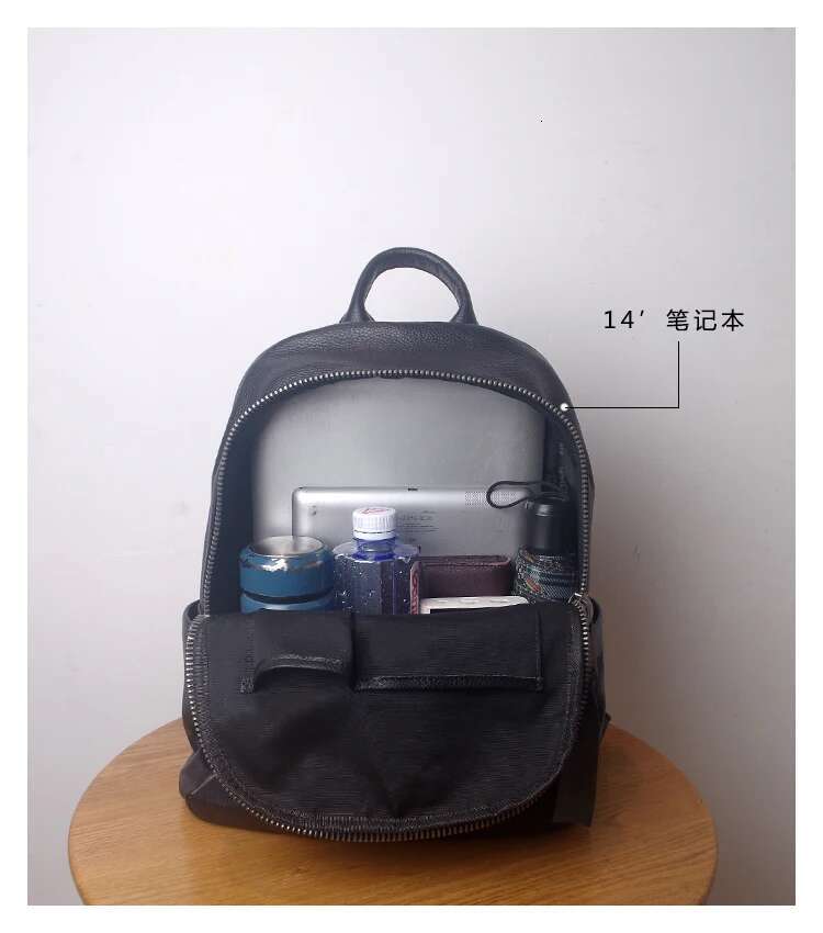 Genuine Leather Women's Large Capacity First Layer Cowhide 2024 New Fashion Men's Ladies Travel Backpack