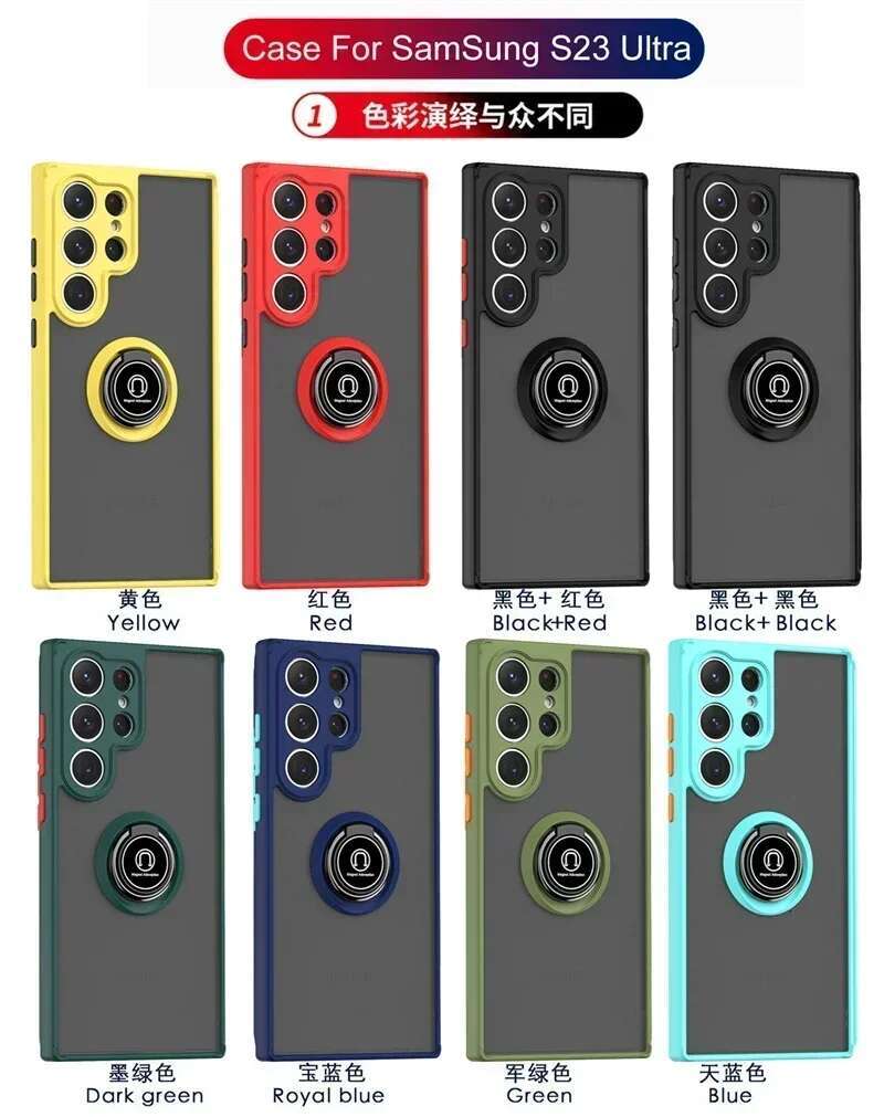 Magnetic Ring Matte Case For Samsung Galaxy S24 S23 S22 S21 S20 S10 S9 S8 FE Note 8 9 10 20 Lite Plus Ultra Cover